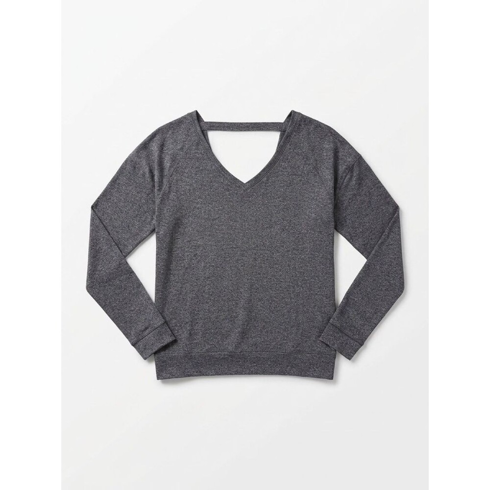 Womens Wildfox Baggy Beach Jumper Deep V-Neck Charcoal Gray Long Sleeve